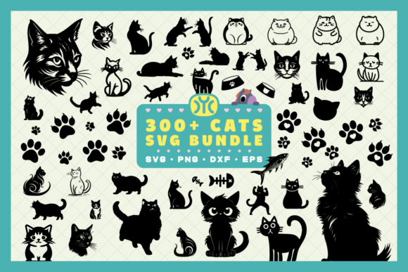 300 Cats SVG Bundle | Cat Silhouette SVG Graphic Crafts By ymckdesignstudio