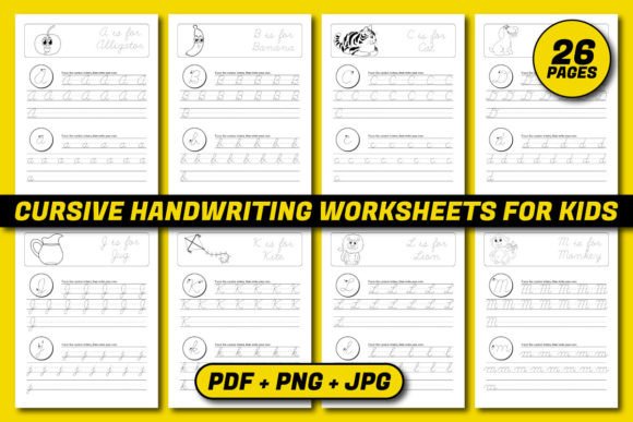 Cursive Handwriting Worksheets Pages Graphic 3rd grade By PRO KDP TEMPLATES