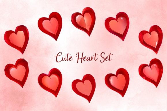 Cute Heart Set Graphic Illustrations By Artistic Impressions