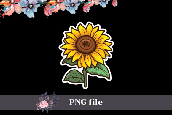 Cute Sunflower Stickers PNG Graphic Product Mockups By skaw0414