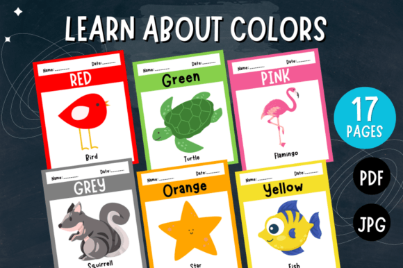 Learn About Colours - Flashcards Gráfico PreK Por Ovi's Publishing