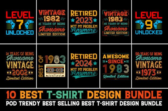 Vintage T-Shirt Design Bundle Png Graphic T-shirt Designs By T-Shirt Design Bundle