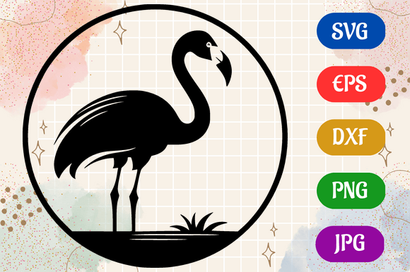 Flamingo | SVG EPS DXF PNG JPG Graphic AI Illustrations By Creative Oasis