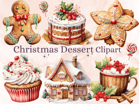 40 PNG Christmas Dessert Clipart Bundle Graphic AI Transparent PNGs By giraffecreativestudio