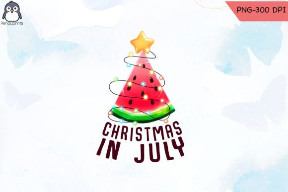 Christmas in July Watermelon Graphic Print Templates By Penguprints