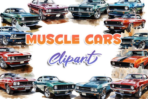 Muscle Cars Clipart Afbeelding Afdrukbare Illustraties Door CrittersHub