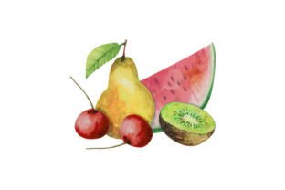 Summer Juicy Fruits Watercolor ClipArt Gráfico Ilustraciones Imprimibles Por Mariia Crow Art 3
