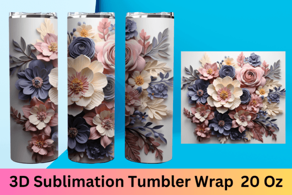 3d Tumbler Wrap | 3d Flower Sublimation Illustration Modèles d'Impression Par Florid Printables