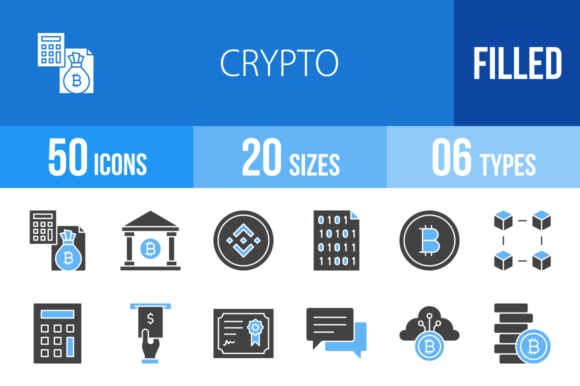 50 Crypto Blue & Black Icons Graphic Icons By IconBunny