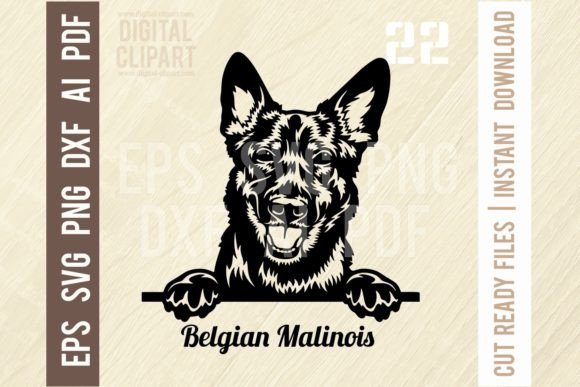 Belgian Malinois Peeking Dog SVG Cut Gráfico Ilustraciones Imprimibles Por SignReadyDClipart