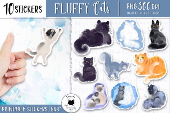 Cute Cat Sticker Bundle | Cat Stickers Grafica Illustrazioni Stampabili Di Ivy’s Creativity House