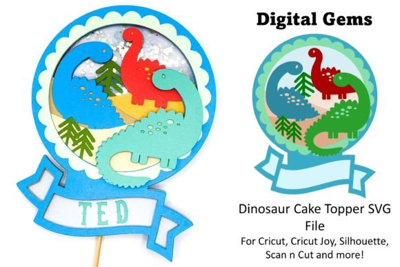 Dinosaur Cake Topper Design. Graphic Crafts By Digital Gems