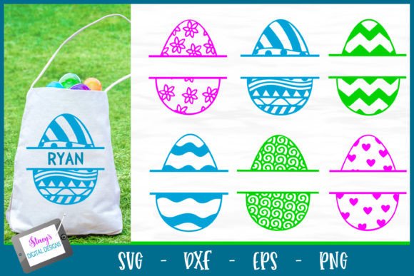 Easter Monograms | Split Easter Eggs Grafik Plotterdateien Von stacysdigitaldesigns