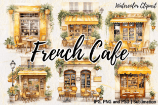French Cafe Clipart Watercolor Grafica Grafiche AI Di SlinlaShop 1
