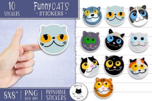 Funny Cat Sticker Bundle | Cat Faces PNG Graphic Illustrations By Ivy’s Creativity House 1