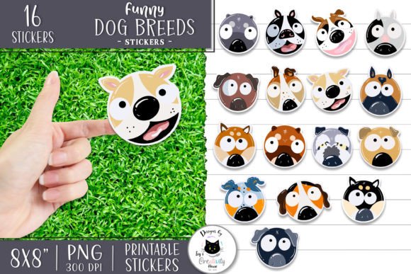 Funny Dog Sticker Pack | Dog Stickers Grafik Druckbare Illustrationen Von Ivy’s Creativity House