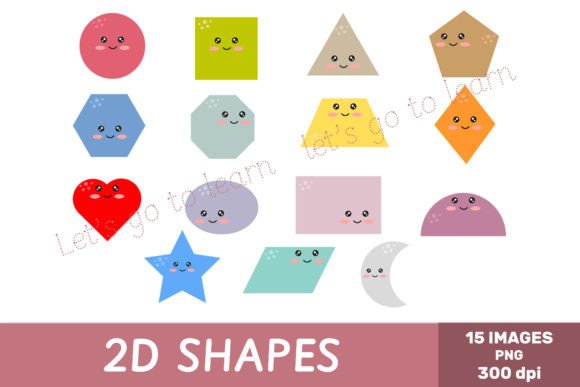 Geometric Shapes Clipart Set for Kids Graphic Teaching Materials By Let´s go to learn!