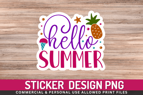 Hello Summer Sticker Design Graphic Crafts By Regulrcrative