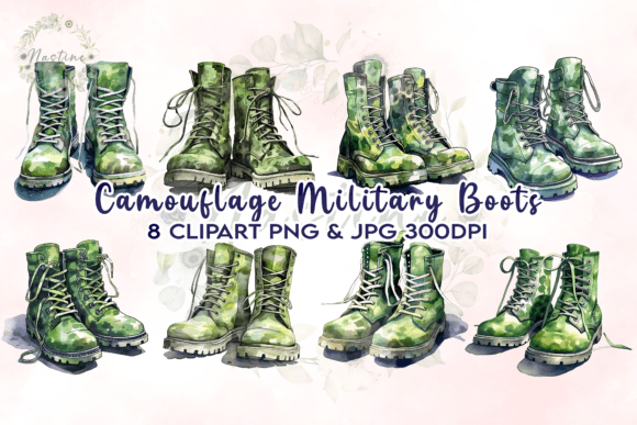 Camouflage Military Boots Clipart Gráfico Manualidades Por Nastine