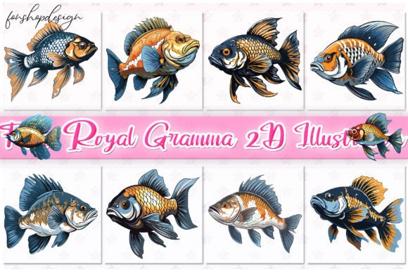 Fish Royal Gramma 2D Illustration Illustration Graphiques AI Par FonShopDesign