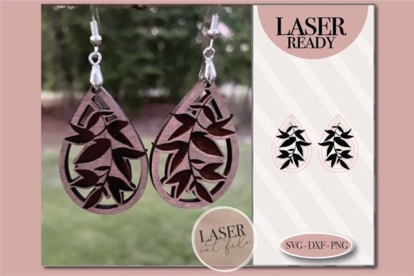 Leaf Laser Earrings SVG Afbeelding 3D-SVG Door JustOneMoreProject