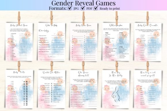 Modern Gender Reveal Games Bundle Gráfico Mockups de Productos Por kkdigitalprints