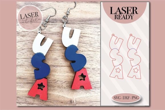 Patriotic Laser Earrings Svg Graphic 3D SVG By JustOneMoreProject