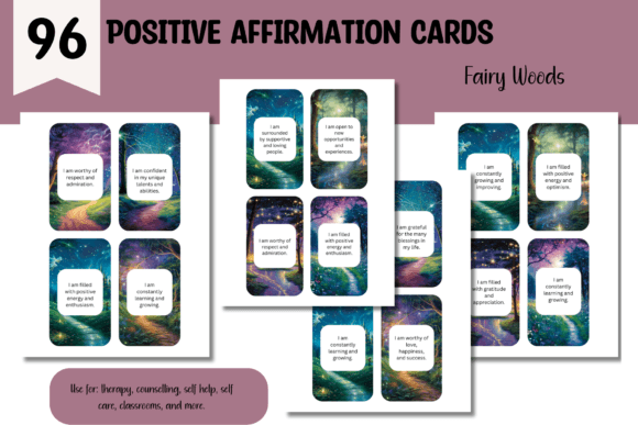 Positive Affirmation Cards- Fairy Woods Grafika Szablony do Druku Przez Niki Lyn Digital Design