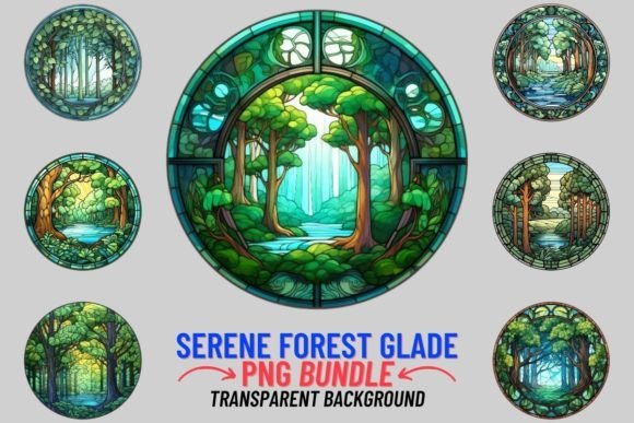 Stained Glass Forest Glade Sublimation Graphic Illustrations By DigitalCreativeDen