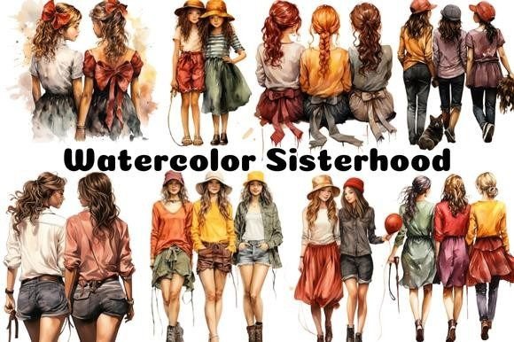 Watercolor Sisterhood Clipart Bundle Png Grafik Druckbare Illustrationen Von A Design