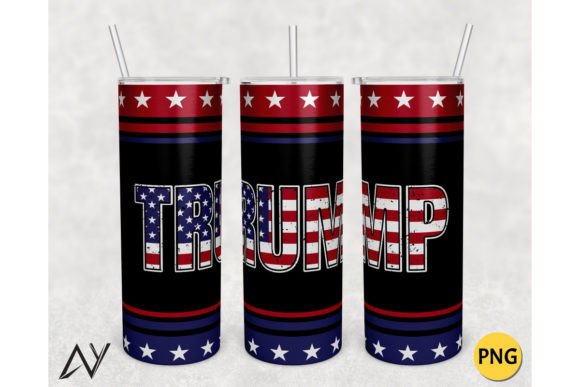 20oz Skinny Tumbler Trump USA Flag Png Graphic Crafts By DesignstyleAY