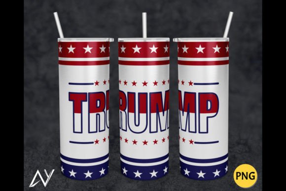 20oz Skinny Tumbler Trump USA Flag Png Graphic Crafts By DesignstyleAY