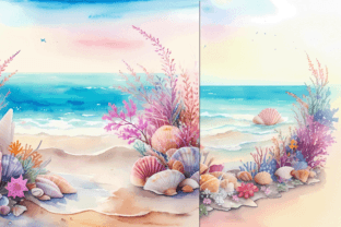 Boho Seashells Beach, Summer Background Illustration Illustrations AI Par Summer Digital Design 2