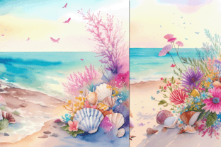 Boho Seashells Beach, Summer Background Illustration Illustrations AI Par Summer Digital Design 5