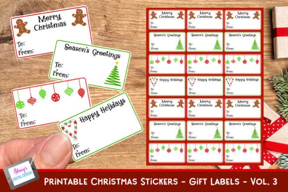 Christmas Stickers - Gift Tags Vol. 3 Graphic Crafts By stacysdigitaldesigns