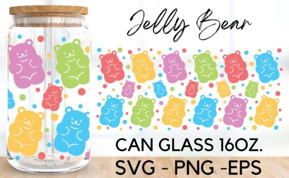 Jelly Bear Can Glass Wrap Svg Gráfico Ilustrações para Impressão Por BlackSnowShopTH