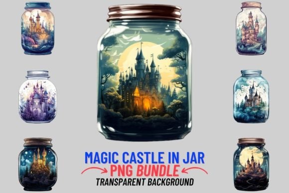 Magic Castle in a Jar Sublimation Grafika Ilustracje do Druku Przez DigitalCreativeDen