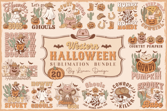 Western Halloween PNG Sublimation Bundle Graphic Crafts By Lemon.design