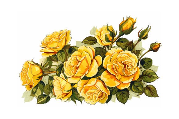 Yellow Rose on a White Background Graphic Illustrations By bmhasan98