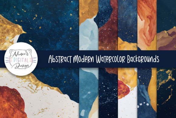 Abstract Modern Watercolor Backgrounds Graphic Backgrounds By achmardigitaldesign