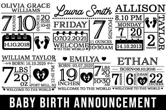 Baby Birth Announcement Svg Bundle Graphic Crafts By ABStore