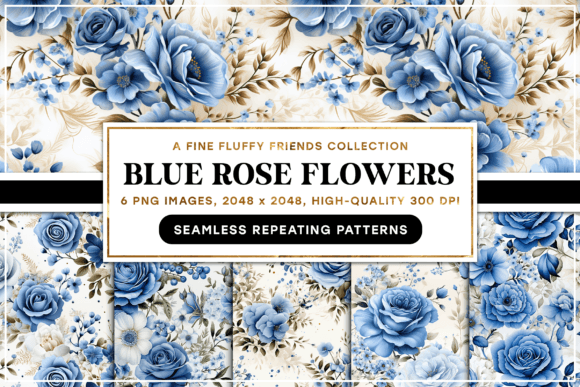 Blue Rose Flowers Seamless Background Graphic Backgrounds By finefluffyfriends