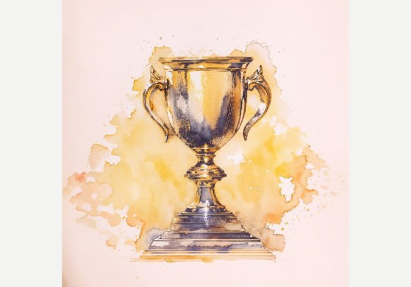 Golden Watercolor Trophy Cup Clipart Graphic AI Illustrations By ANE