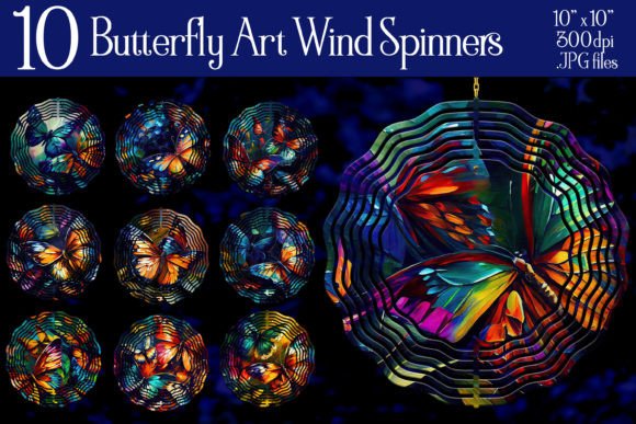 Oil Painting Butterflies Wind Spinners 1 Graphic Illustrations By Designing with Marlo