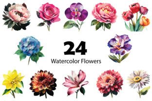 Popular Watercolor Flowers Clipart Grafika Ilustracje do Druku Przez Khine Sandar Thinn 2