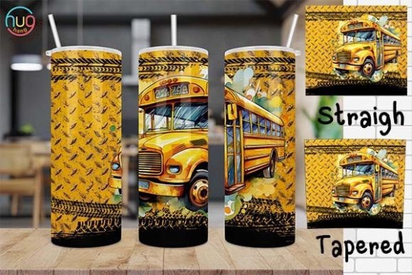 School Bus Driver Tumbler, Rusted Metal Graphic Tumbler Wraps By HugHang Art Studio