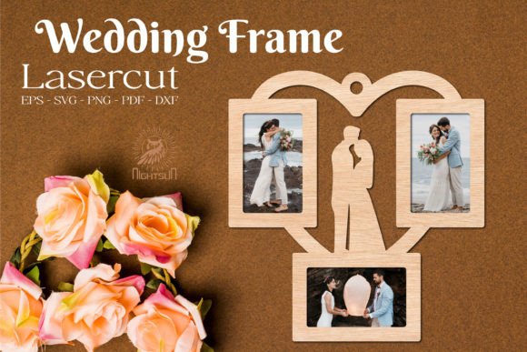 Wedding Frame Heart Lasercut SVG Graphic 3D Shapes By NightSun
