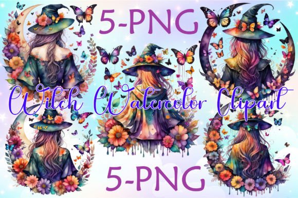 Witch Watercolor Clipart Bundle Graphic Illustrations By LR ART