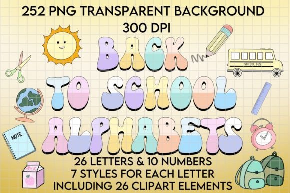Back to School Alphabets PNG Bundle Graphic Illustrations By Adalin Digital