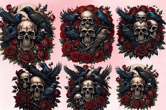 Gothic Skull Rose Clip Art Bundle Graphic Illustrations By Awesome Graphics